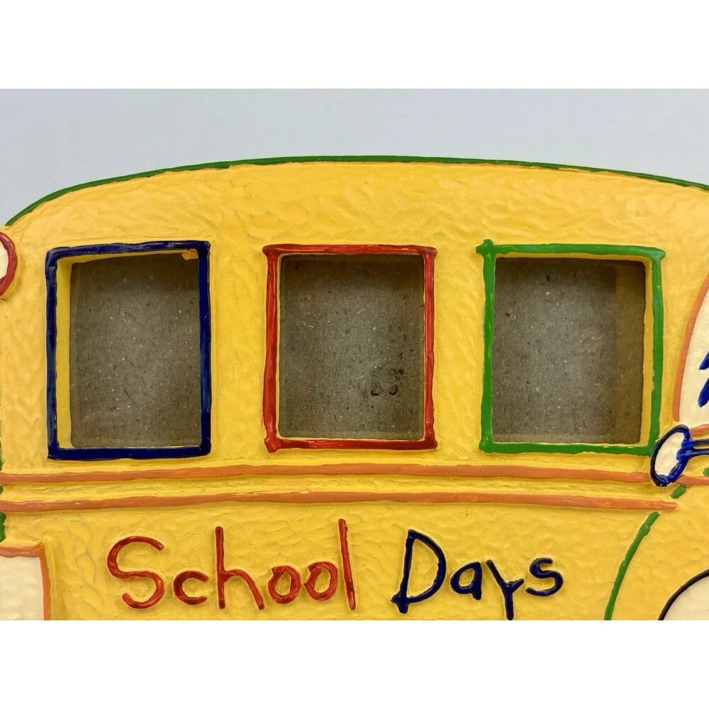 Vintage 1997 Giftco Yellow School Bus Back to School Days Colorful Picture Frame